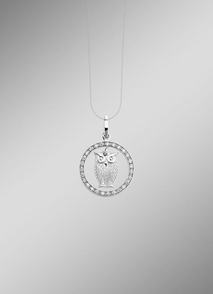 Toller Eulen-Anhänger mit synth. Zirkonia 