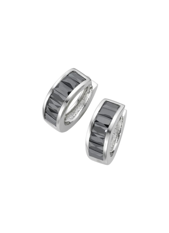 Klappcreolen mit schwarzen Zirkonia 