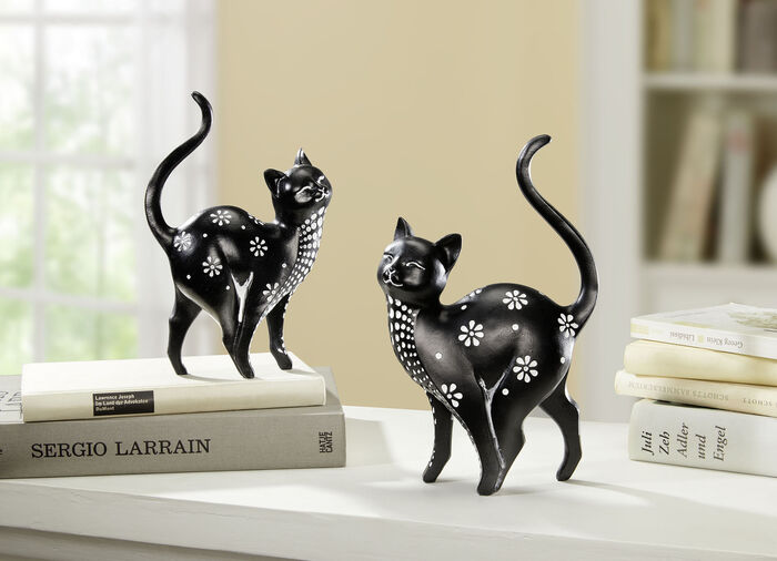Katzen mit Punkten und Blumenmuster SCHWARZ-WEISS