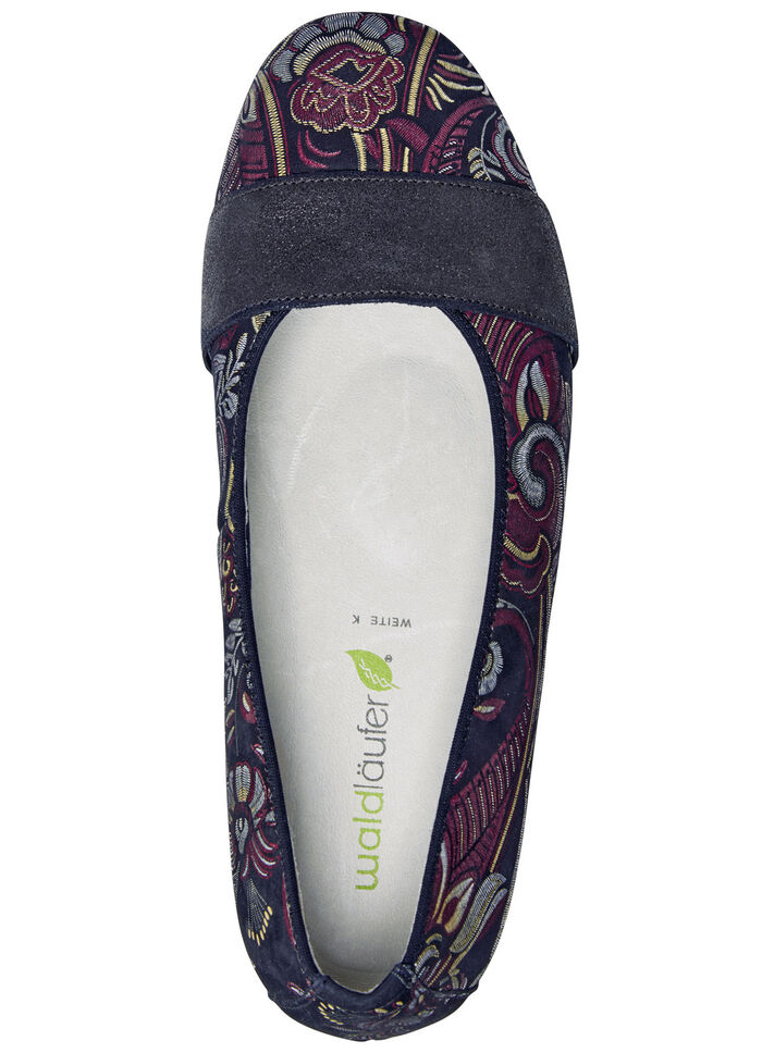 Waldläufer, bequeme Damen-Pumps, Weite K, mit herausnehmbarem Fussbett SCHWARZ-BUNT