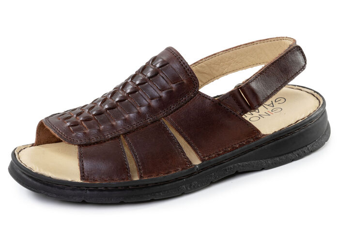 GINO GALANTE, leichte Herren-Sandalen, aus Leder KASTANIE