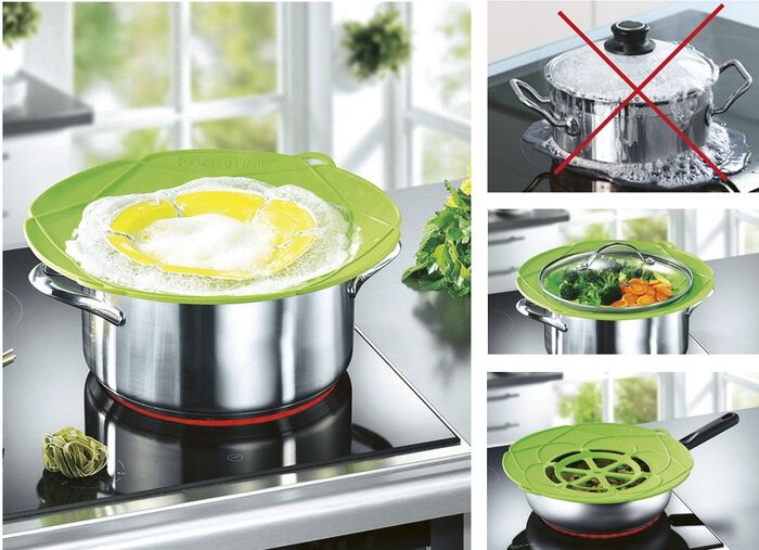 &Uuml;berkoch- und Spritzschutz - Kochblume GR&Uuml;N