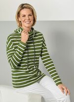 Flottes Sweatshirt in garngef&auml;rbtem Ringeldessin GR&Uuml;N-WEISS