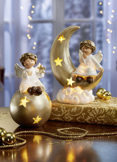 Beleuchteter Engel aus Keramik 