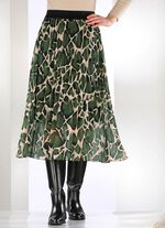 Rock mit Sonnenplissee-Falten OLIV-BEIGE