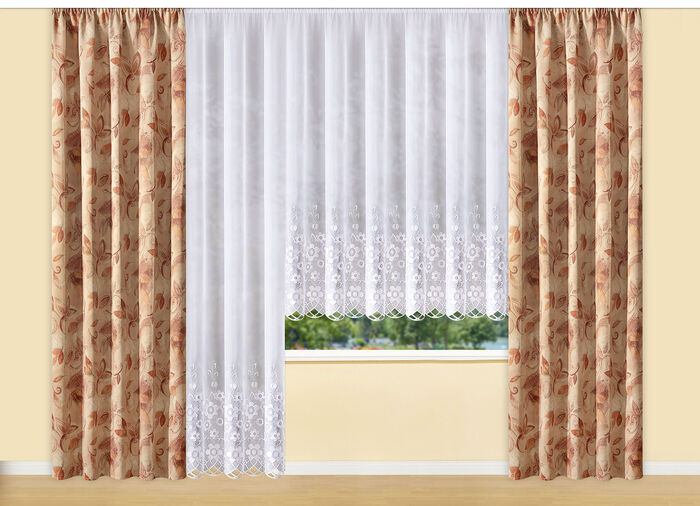 Blumenfenster-Store mit echter Plauener Stickerei 