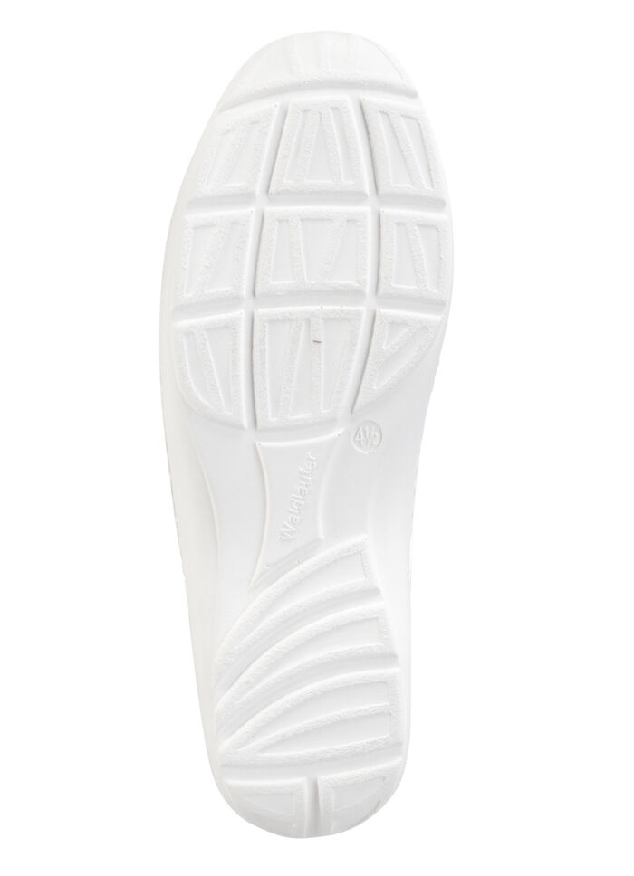 Waldläufer, bequeme Damen-Slipper, Weite H, mit herausnehmbarem Fussbett WEISS-BUNT
