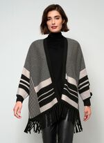 Poncho-Strickjacke in Jacquard-Dessin 