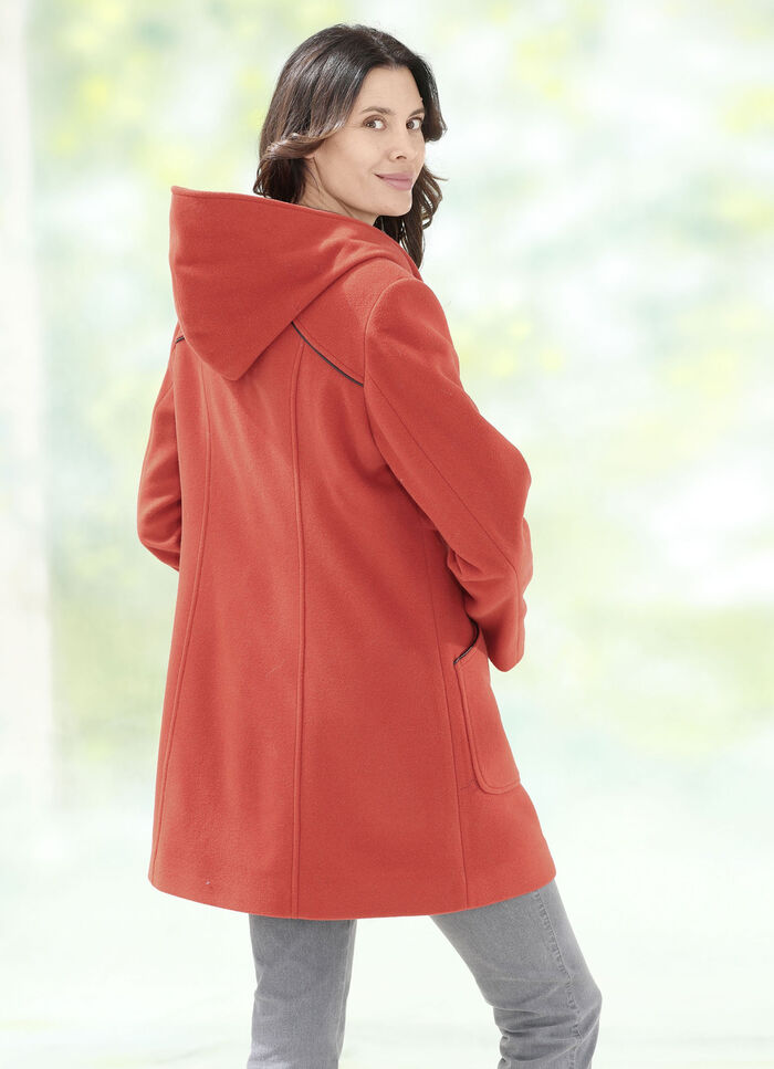 Longjacke mit Nappaleder-Imitatpaspelierungen 