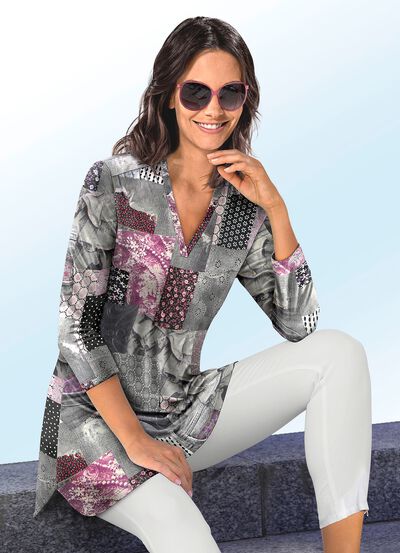 Shirt-Tunika mit V-Ausschnitt 