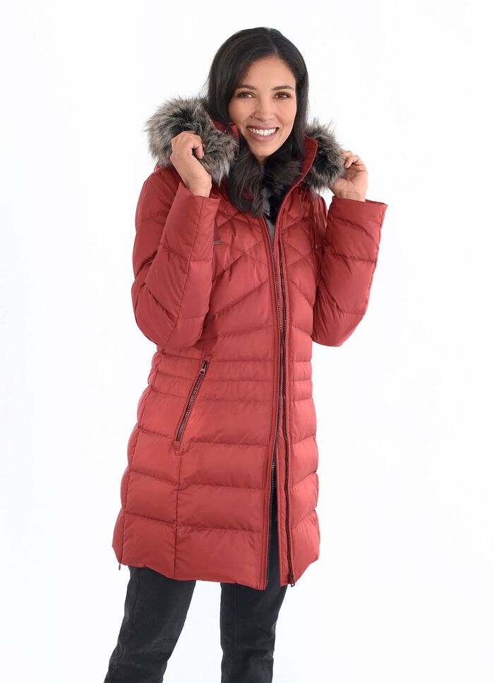 Daunen-Longjacke in 2 Farben ZIEGELROT