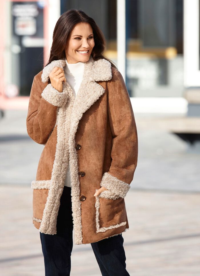 Jacke aus Veloursleder-Imitat 