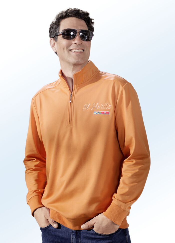 Sweatshirt mit Lupetto-Kragen in 2 Farben ORANGE