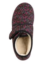 Warme Damen-Hausschuhe, Weite H, mit Klettverschluss SCHWARZ-BUNT