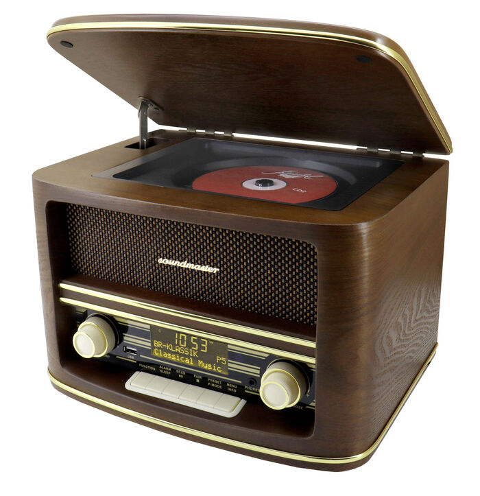 &bdquo;soundmaster&ldquo; Nostalgie-Stereoanlage im Echtholzgeh&auml;use 