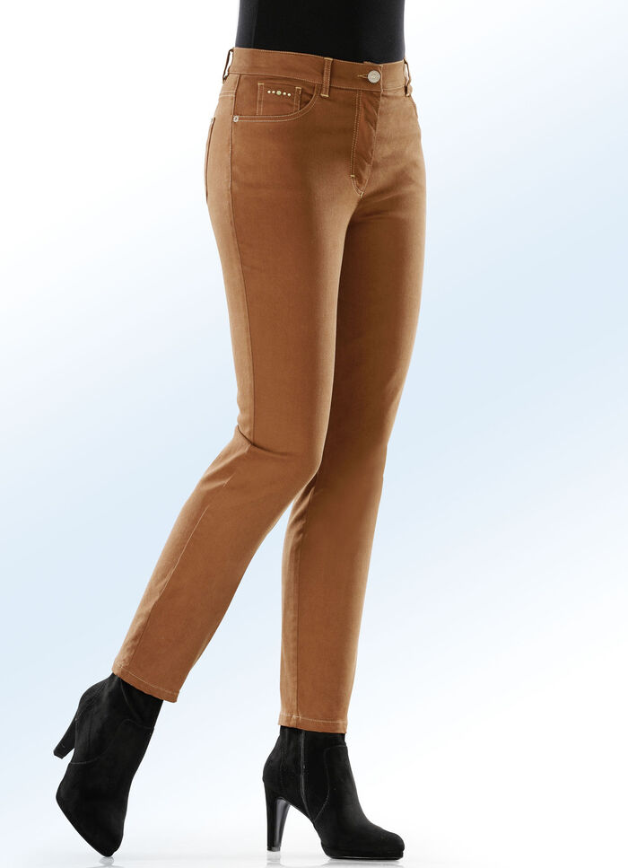 Hose in 5-Pocket-Form mit softem Griff COGNAC