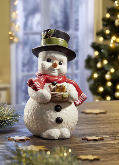 Schneemann aus Feinsteingut von Hand gefertigt und bemalt 