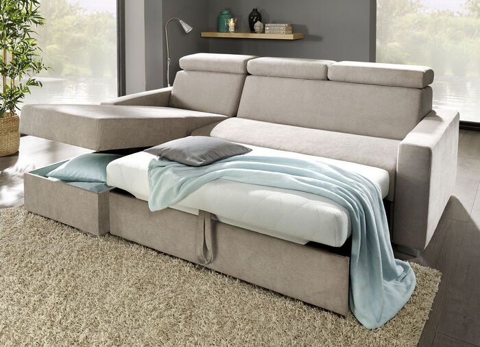 Polstermöbel mit Bettfunktion und verstellbaren Kopfstützen GRAU