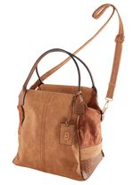 Collezione Alessandro Tasche aus teilweise reptilgepr&auml;gtem Veloursmaterial COGNAC