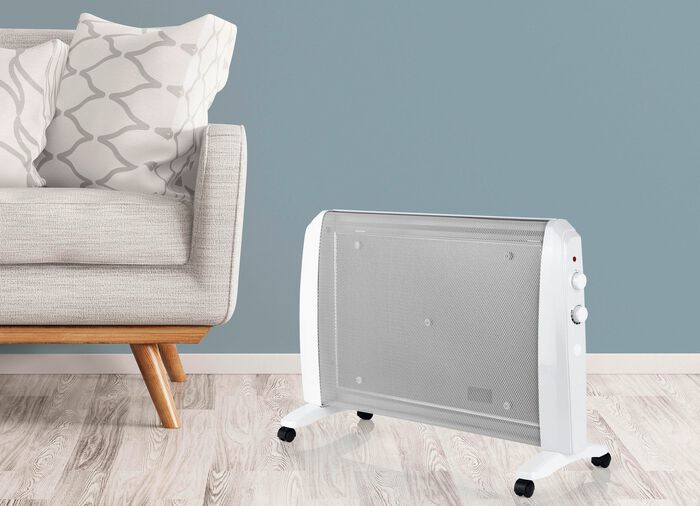 Keramik-Heizwellen-Ger&auml;t mit Transportrollen WEISS-GRAU