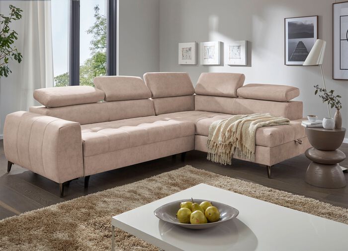Moderne Polsterecke mit Bettfunktion CREME