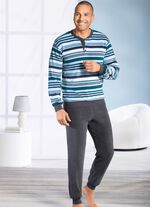 Pyjama aus Frottierstretch, mit Knopfleiste und B&uuml;ndchenabschl&uuml;ssen 