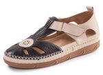 ELENA EDEN, sommerliche Damen-Slipper, Weite H, mit herausnehmbarem Fussbett SCHWARZ-BEIGE