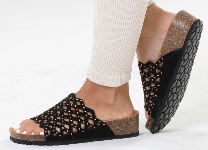 ELENA EDEN, leichte Damen-Pantoletten, Weite G, mit Lederfussbett 