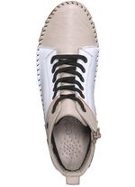 Gemini Mokassin-Schn&uuml;r-Bootie mit Knitter-Struktur KIESEL-WEISS