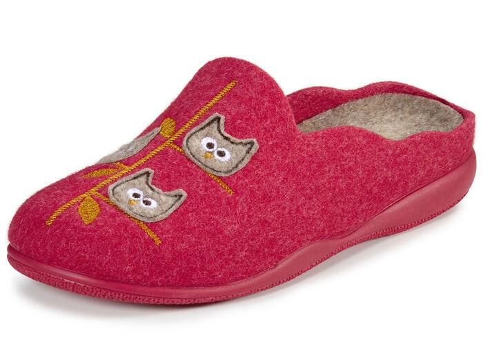 Laurina Pantoffel mit Applikation und Stickerei ROT