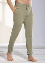 Schlaf- und Freizeithose mit BIO Baumwolle, Bündchenabschllüssen  und Durchzugsband OLIV