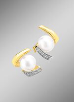 Ohrstecker mit S&uuml;sswasser-Zuchtperlen und synth. Zirkonia 