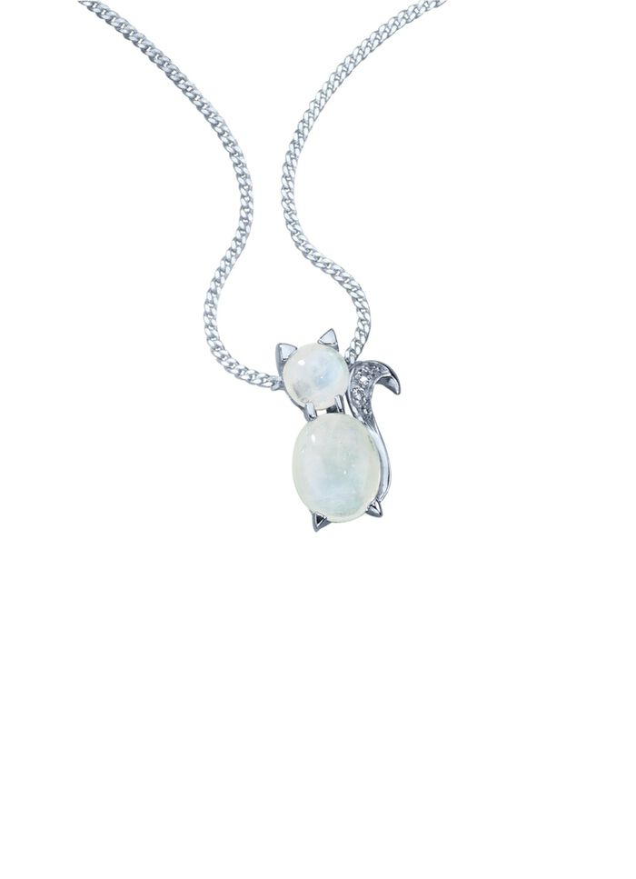 Anh&auml;nger &laquo;K&auml;tzchen&raquo; mit echten Mondsteinen 