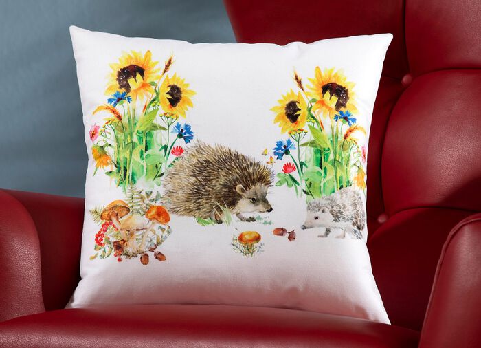 Kissenbez&uuml;ge mit Igel-Motiv, 2er-Set 