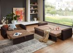 Frei im Raum aufstellbare Polsterm&ouml;bel mit Bettkasten BRAUN-BRAUN
