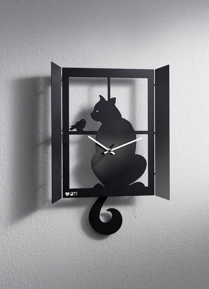 Originelle Wanduhr mit Katzen-Motiv 