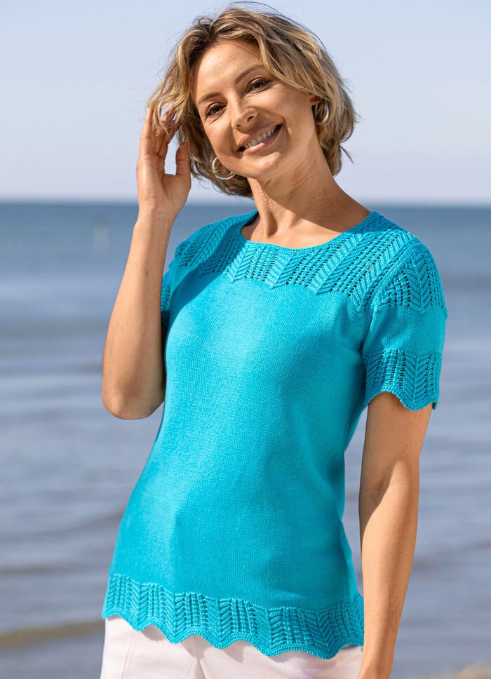 Pullover mit Wellenabschlüssen 