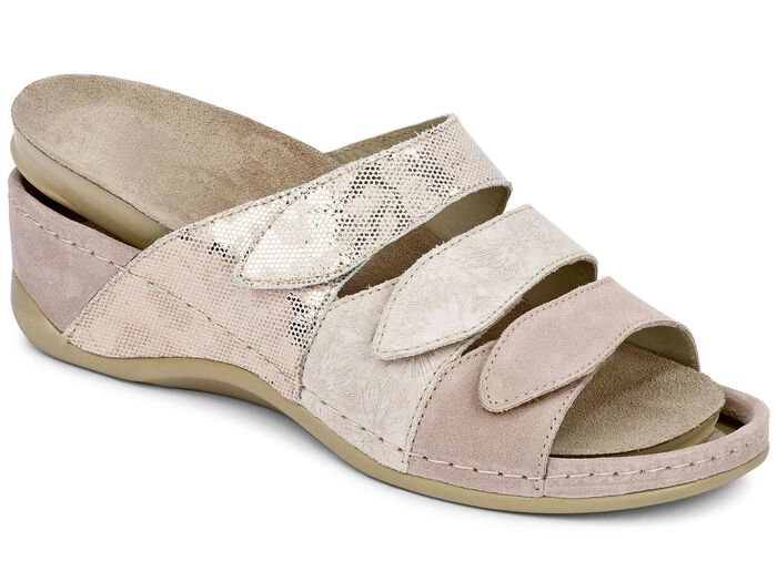 Mubb, bequeme Damen-Pantoletten, Weite H, mit herausnehmbarem Fussbett ZARTROSA