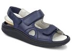 Waldläufer, bequeme Damen-Sandalen, Weite H, mit herausnehmbarem Fussbett STAHLBLAU