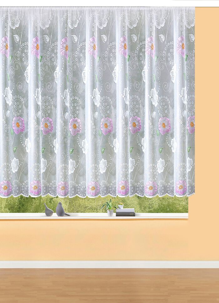 Blumenfenster-Vorhang mit Universalschienenband FLIEDER
