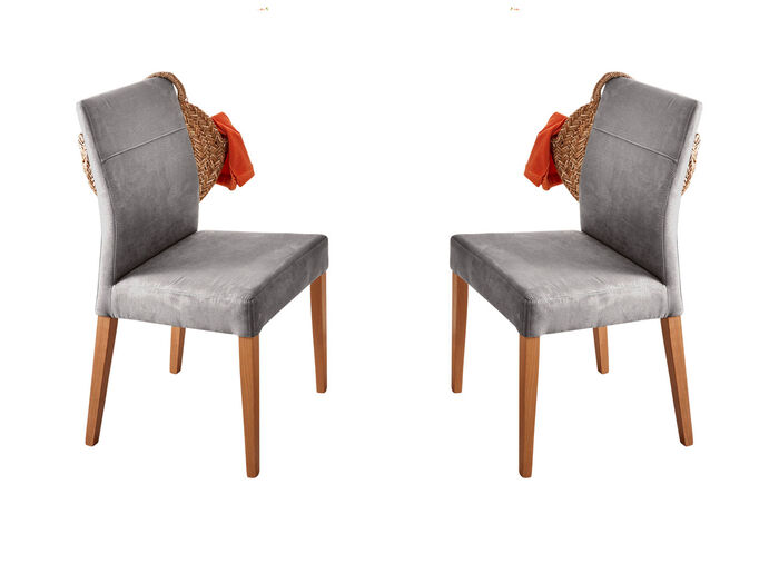 Stühle, 2er-Set, aus massivem, naturbelassenem Eichenholz EICHE-GRAU