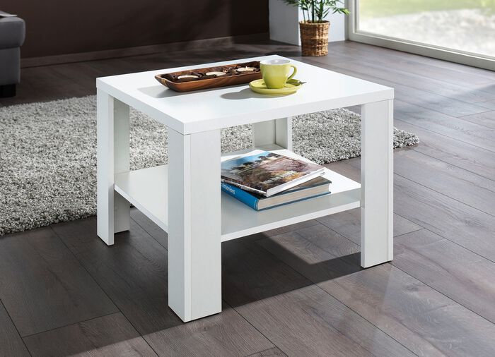 Couchtisch mit grosser Ablagefl&auml;che WEISS
