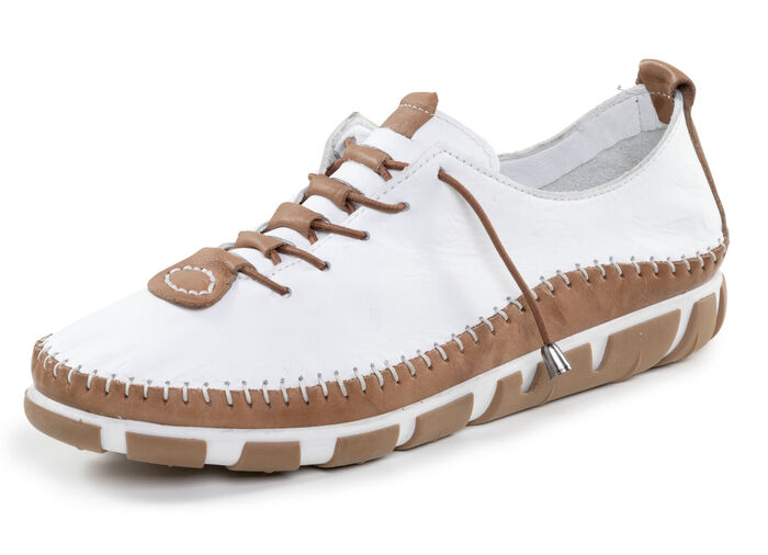 Gemini, leichte Damen-Schnürschuhe, Weite G, mit herausnehmbarem Fussbett WEISS-BRAUN