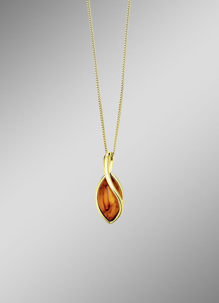 Vergoldeter Anh&auml;nger mit echtem Bernstein 