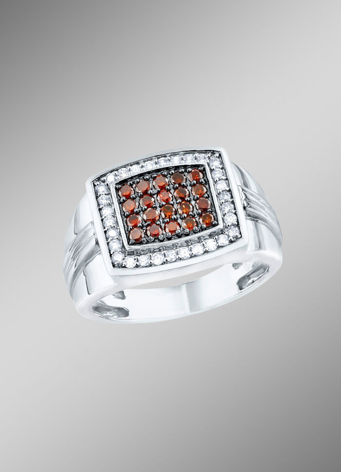 Herrenring aus Weißgold mit Brillanten 