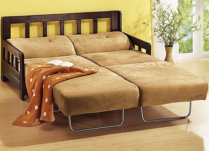 Verwandlungssofa aus massiver Kiefer BEIGE