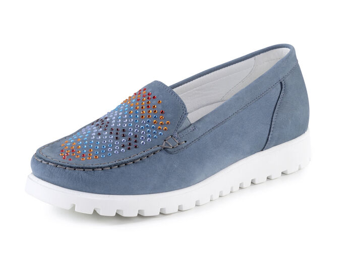 Waldläufer Mokassin-Slipper mit bunten Glitzersteinchen besetzt JEANS
