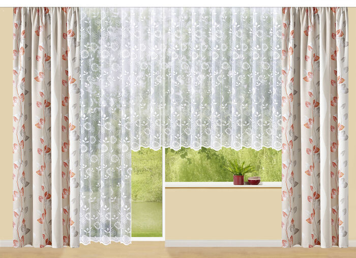 Langvorhang mit Universalschienenband und gebogten Abschl&uuml;ssen 