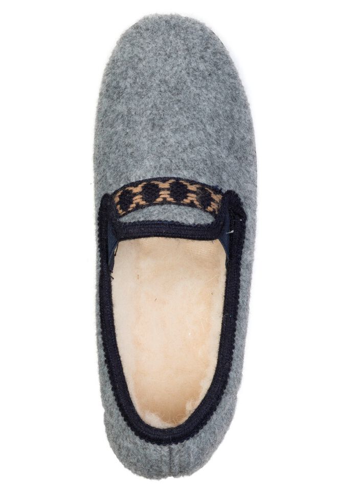 Klassische Damen-Hausschuhe, mit Gummizug GRAU-MARINE