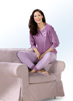 Pyjama aus Frottierstretch mit Knopfleiste 